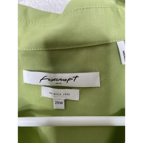Foxcroft Womens Green Button Shirt Size 20W Wrinkle Free Short Sleeve Blouse - Picture 3 of 13
